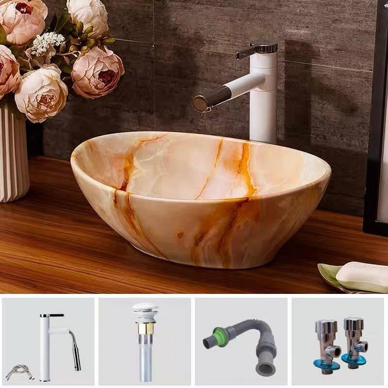 A02655 陶器洗面ボウルセット 洗面ボール 手洗い鉢 手洗器 洗面器 蛇口