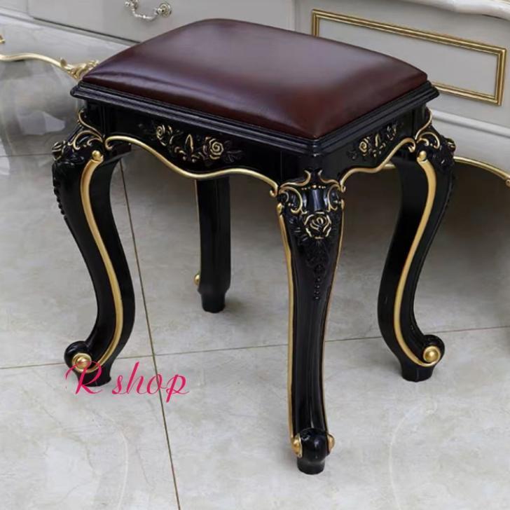 A16841 高級感 ．腰掛けいす ．ヨーロッパ式スツール 高級軟座テーブル椅子 イス家具 雕刻 インテリア調