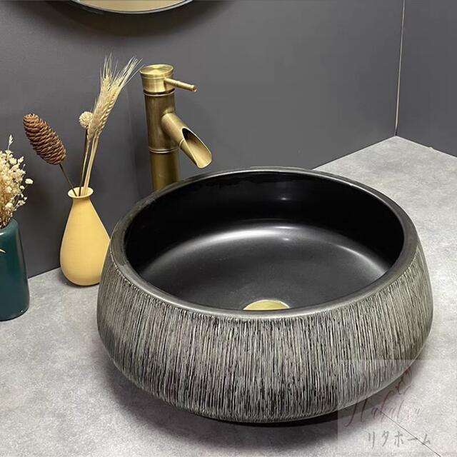 【超美品】 高級洗面台 洗面ボウルセット洗面ボール 陶器 手水鉢 手洗器蛇口 排水金具付き 【DGJ1050128552】(37587円)