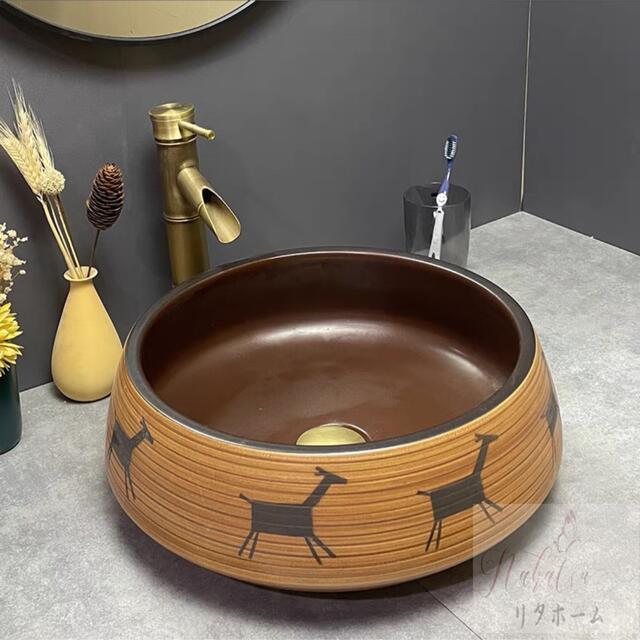 高級洗面台 洗面ボウルセット洗面ボール 陶器 手水鉢 手洗器蛇口 排水金具付き