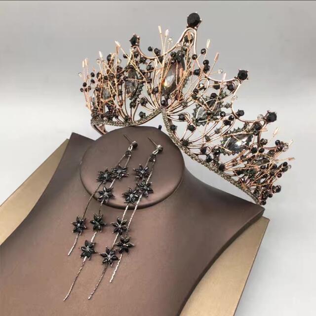 ウェディング 花嫁3点セット ．アクセサリー ティアラ+イヤリング+ネックレス_1