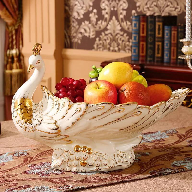A04385 高級果物皿　盛り皿 お菓子皿、フルーツプレート、花柄豪華〜果物カゴ お菓子鉢