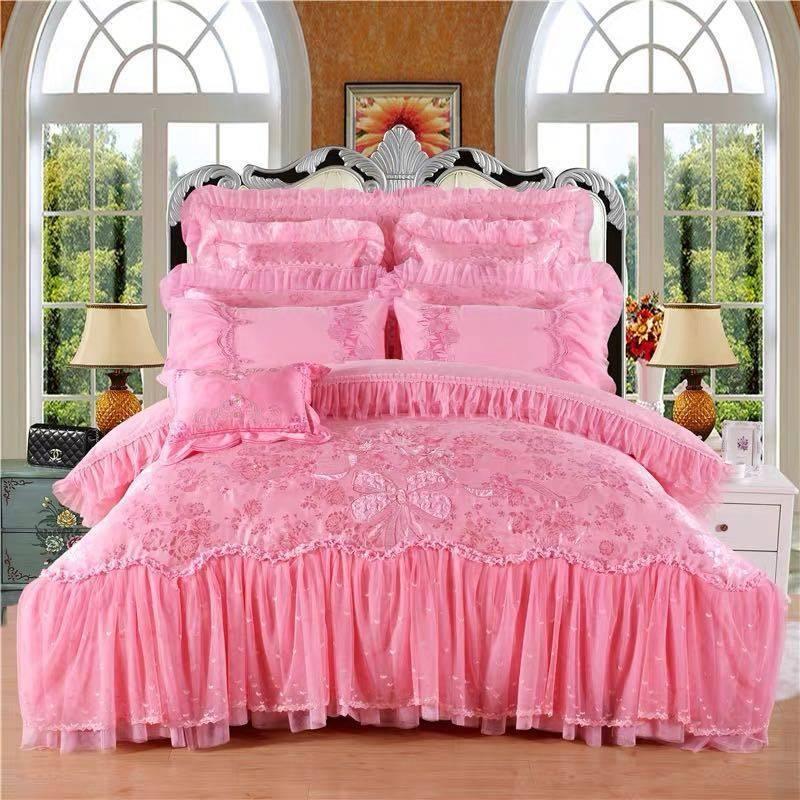 A01560 ワイドダブル ベッド用品4点セット 寝具 ボックスシーツ　枕カバー掛け布団カバー ベッドパッド 敷き布団カバー ピンク M