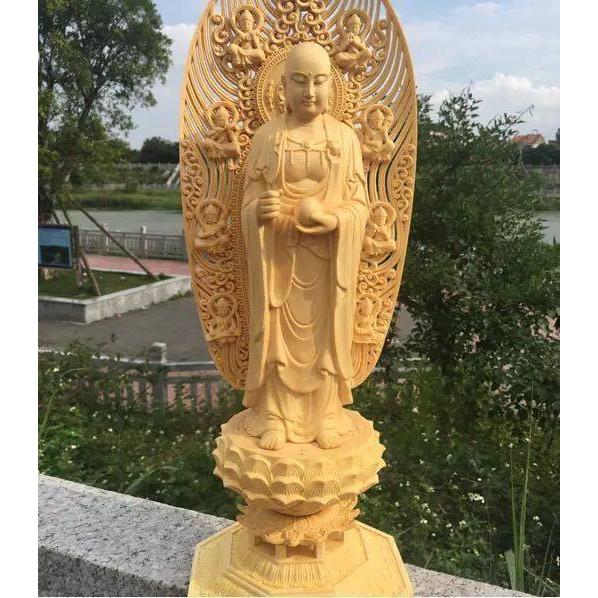 A36322 大型仏像 43cm 木彫り 置き物 供奉品仏像 手作り 彫刻工芸品 開運縁起物 神様_1