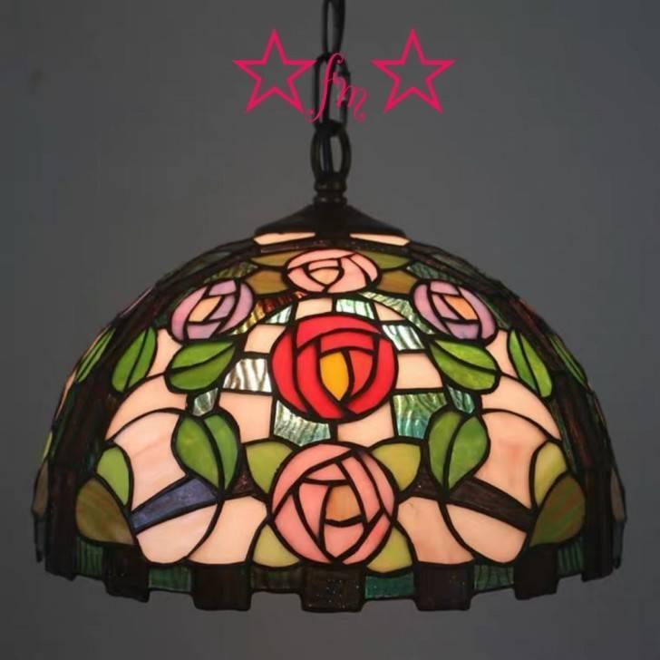 A08585 ステンドグラス ．ペンダントライト豪華天井照明ステンドグラスランプ ガラス工芸品