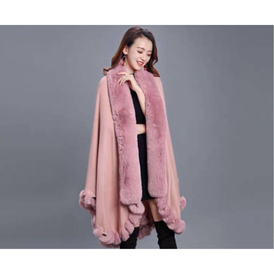 毛皮風ミンクケープ ．ファーショール ファーストール ポンチョ