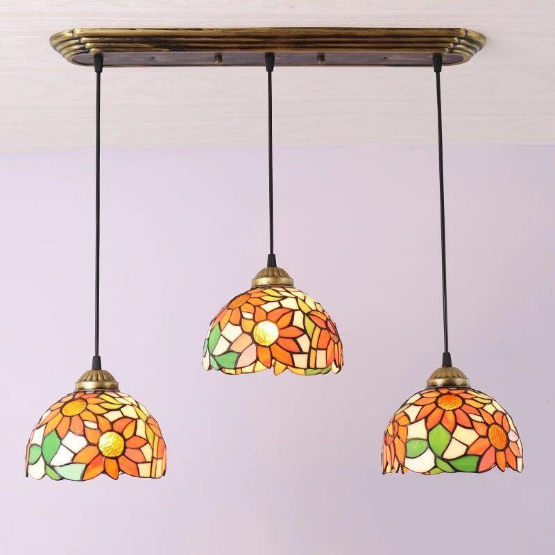 A20582 ステンドグラス ペンダントライト 豪華天井照明ステンドグラスランプ ガラス工芸品．