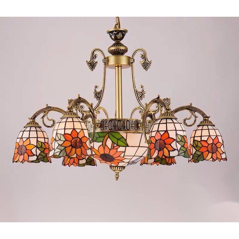 かわいい 生活をカラフルオシャレに ガラス工芸品 ステンドグラス ペンダントライト豪華天井照明ステンドグラスランプ A ガラス工芸 ステンドグラス用品 Sikhakro In