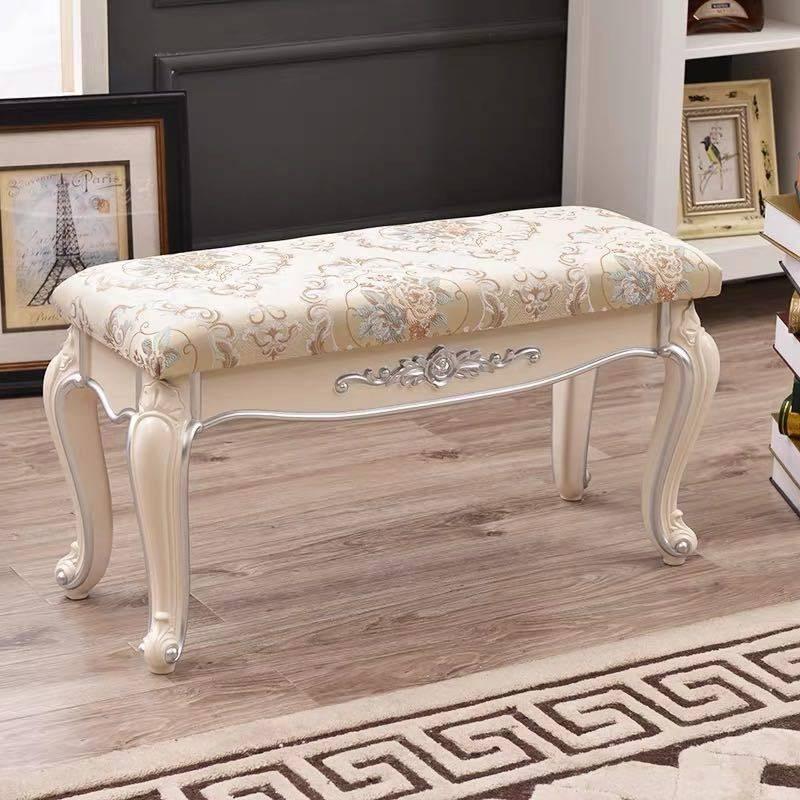 A35748 高級軟座テーブル椅子 イス家具 アメリカ式スツール　ヨーロッパ式スツール 猫脚 雕刻 ．インテリア調 腰掛け 幅100cm