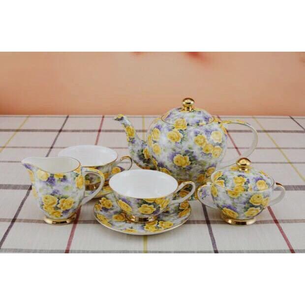A03802 ティーカップ＆ソーサー 6客セット 花柄．陶器ティーセット