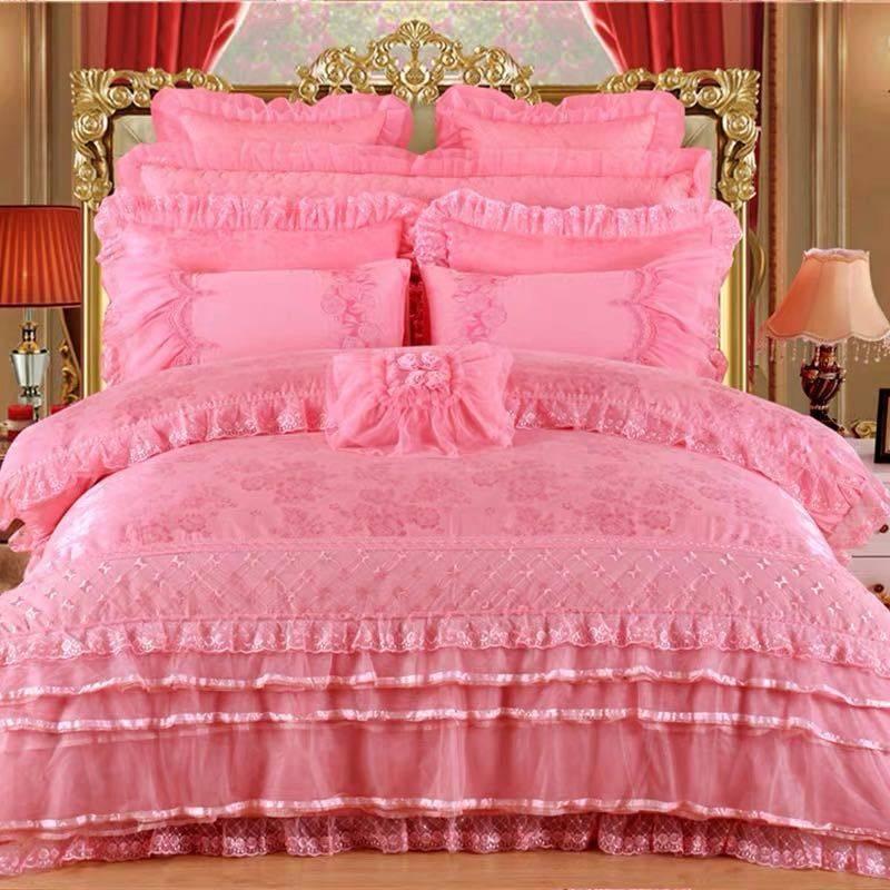 A01549 ワイドダブル ベッド用品4点セット 寝具 ボックスシーツ　枕カバー掛け布団カバー ベッドパッド 敷き布団カバー ピンク A