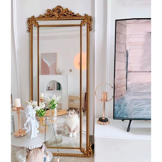 高級感 全身ミラー 豪華鏡 全身鏡 姿見鏡アンティーク調 壁掛け