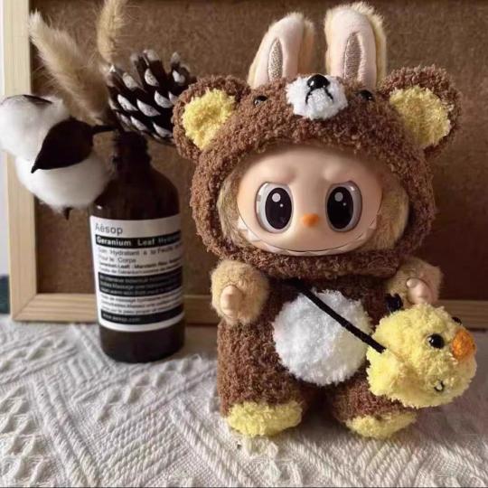 新品2点セット くま熊labubuラブブぬいぐるみ服17cm着せ替え着ぐるみ 