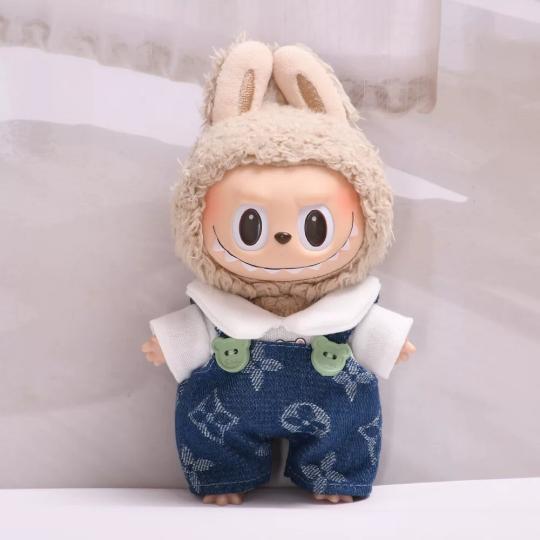新品2点セットlabubuラブブぬいぐるみ服17cm着せ替えオーバーオール