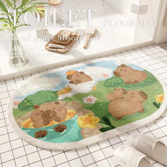 バスマット カピバラ 動物柄 室内マット滑り止め吸水 洗面所マット玄関マット バスマット カピバラ 動物柄 室内マット滑り止め吸水 洗面所マット玄関