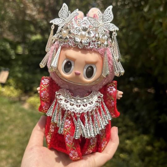 新品3点セット labubuラブブぬいぐるみ服17cm着せ替え着ぐるみ : 夢