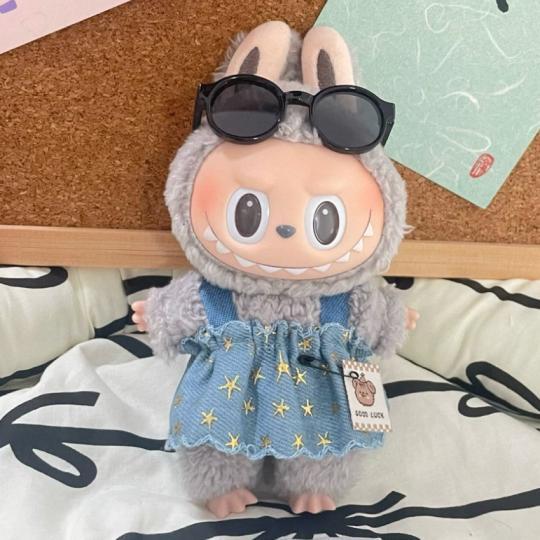 Labubu ラブブ ぬいぐるみ服 17cm 星柄ワンピース＆黒サングラス