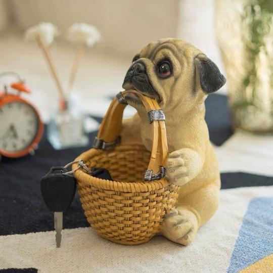 パグ バスケット収納 置物 小物入れ かわいい 犬 インテリア 雑貨 鍵入れ パグ バスケット収納 置物 小物入れ かわいい 犬 インテリア 雑貨 鍵