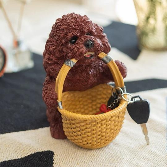 小物入れ カゴ インテリア 籠 かご 小物入れ 犬 キートレイ トイプードル バスケット収納 置物 小物入れ かわいい 犬インテリア