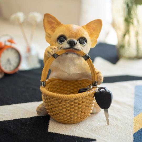チワワ バスケット収納 置物 小物入れ かわいい 犬インテリア