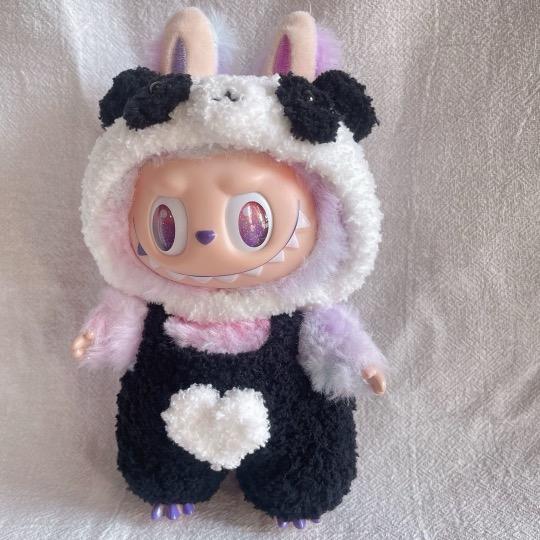 labhbu ぬいぐるみセット 新品2点セットパンダ可愛いlabubuラブブぬいぐるみ服17cm着せ替え