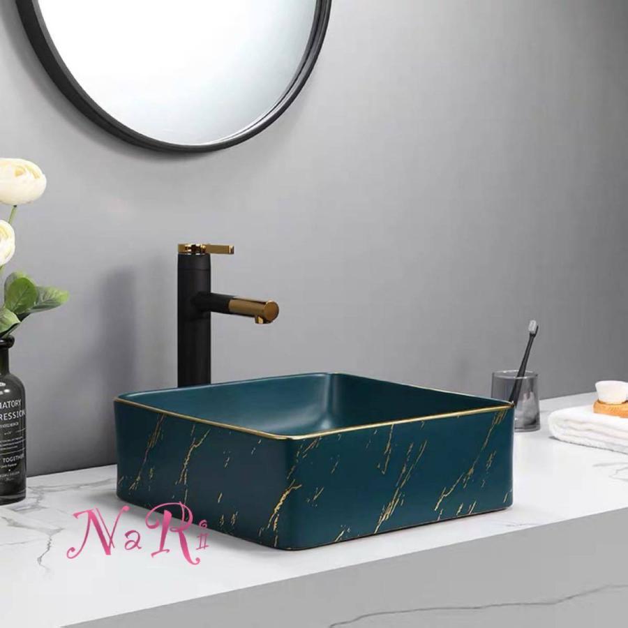 A22009 高級置き型洗面ボウルセット ．手洗い器 デザイン 陶磁器 手洗い鉢 洗面台 蛇口 排水ホース付き