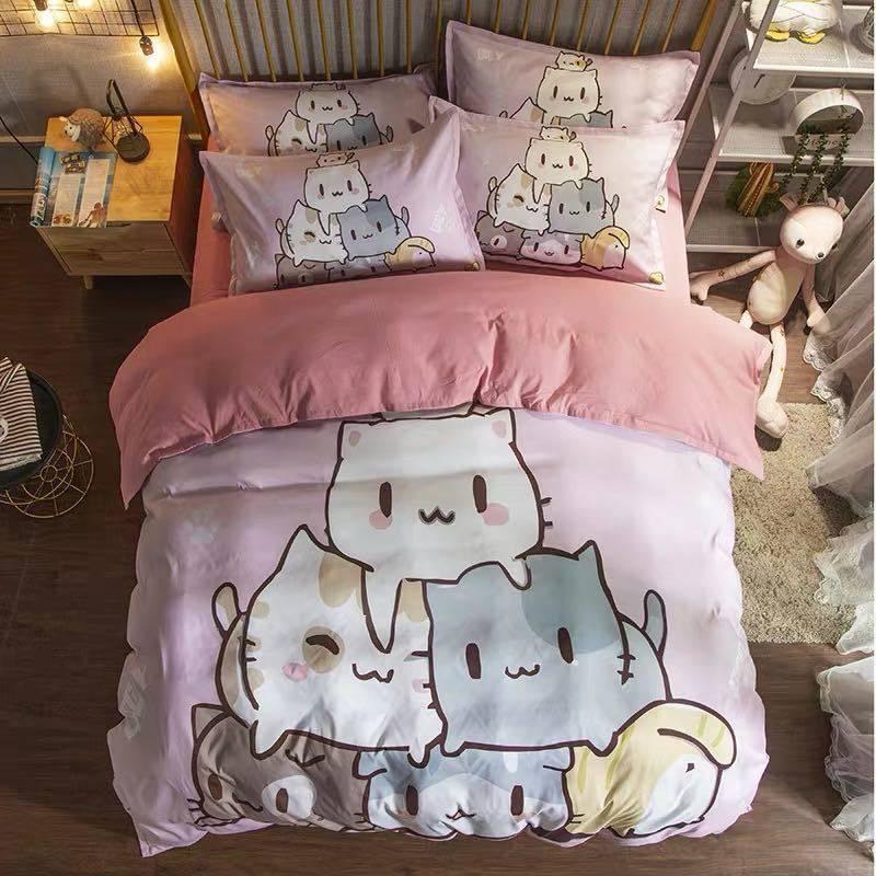 ワイドダブル ベッド用品4点セット ．寝具 枕カバー掛け布団カバー 猫柄雑貨 A33254 ワイドダブル ベッド用品4点セット ．寝具 ボックスシーツ 枕