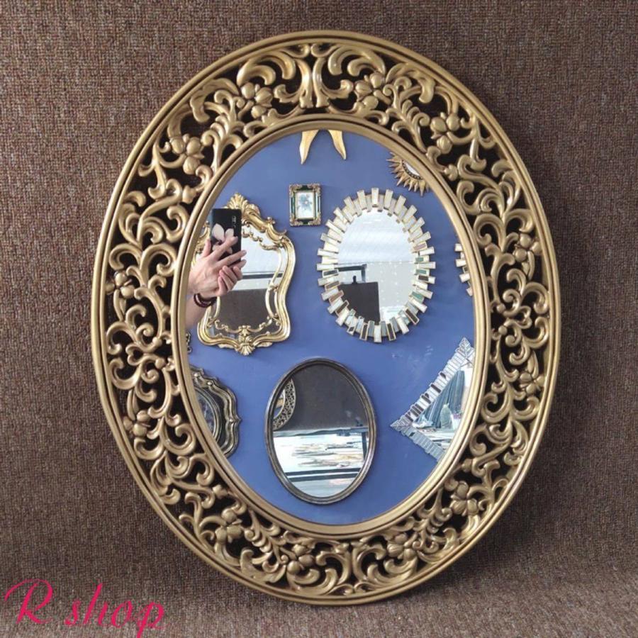 A17561 大型ミラー吊鏡 ．壁掛け鏡 壁掛けミラー 豪華ウォールミラ 高級豪華鏡 アンティーク調 61x75cm