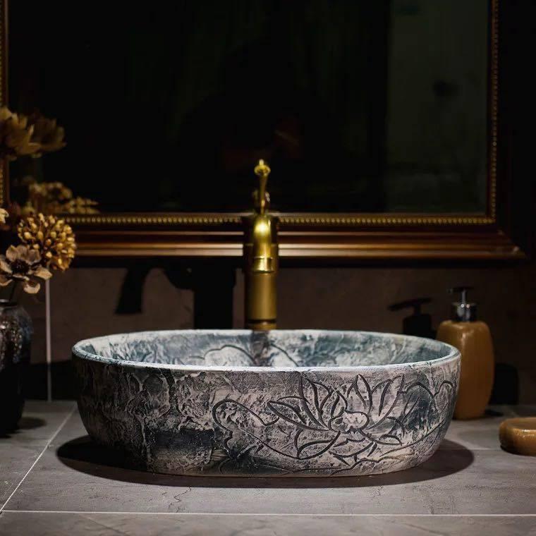 A32043 洗面ボウル 洗面ボール 陶器 手水鉢 手洗器 手洗い鉢 洗面器