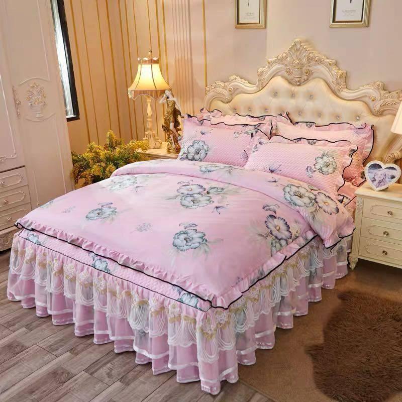 A12281 ベッド用品4点セット掛け布団カバー 枕カバー ベッドパッド ワイドダブルサイズ