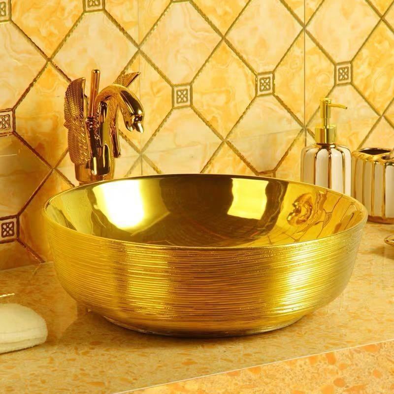 A36069 豪華洗面台 洗面ボウルセット 洗面ボール 陶器 手水鉢 ．手洗器 手洗い鉢 洗面器 蛇口 排水金具付き。