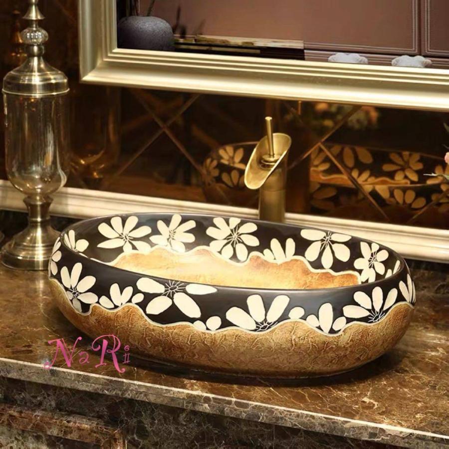 A22003 高級置き型洗面ボウルセット ．手洗い器 デザイン 陶磁器 手洗い鉢 洗面台 蛇口 排水ホース付き