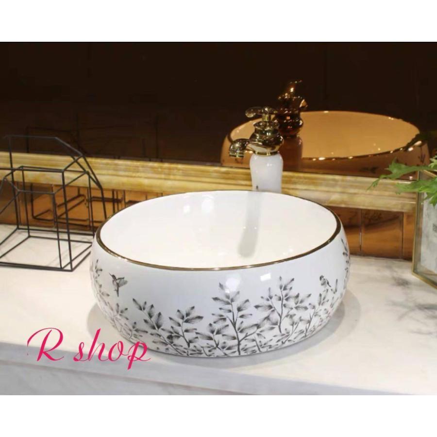 A17238 高級洗面台 洗面ボウルセット． 洗面ボール 陶器 手水鉢 ．手洗器 手洗い鉢 洗面器 蛇口 排水金具付き