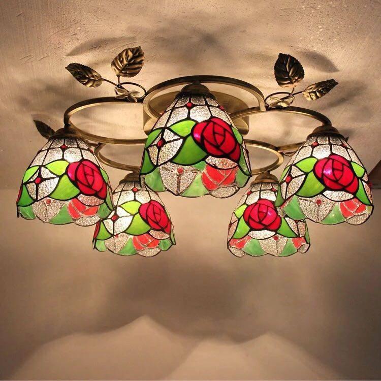 A20757 ステンドグラス．ペンダントライト．豪華天井照明ステンドグラスランプ ガラス工芸品