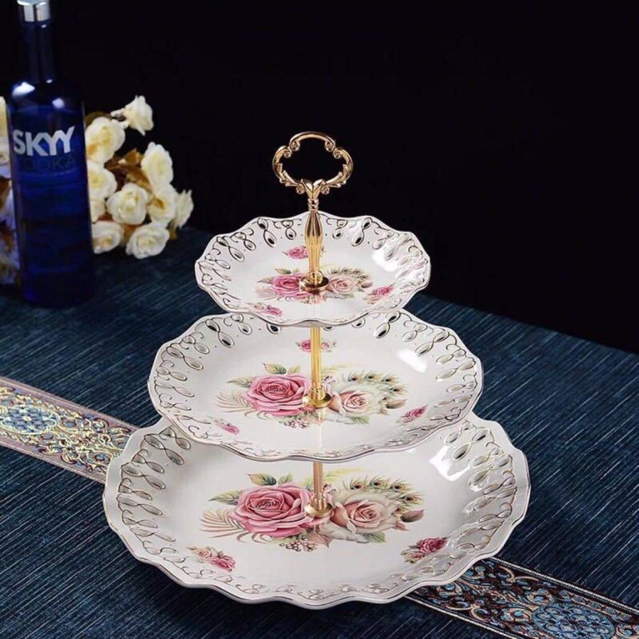 A24470 ケーキ スタンド プレート 3段セット アフタヌーンティー フルーツ トレー 皿．