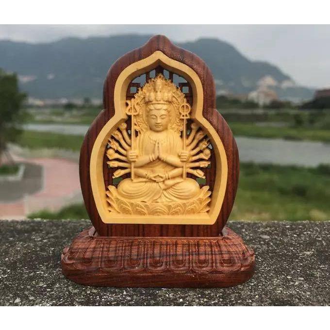 A32566 仏像 置き物 鎮宅 供養品 縁起物 開運風水置物 金運祈願 上品な工芸品 仏教古美術品　黄楊木精彫細工