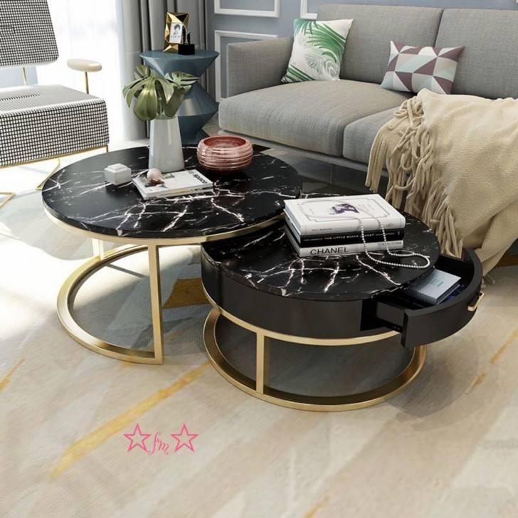 A08323 高級寝室用テーブル 人造大理石ローテーブル リビングテーブル センターテーブル サイドテーブル 2点セット