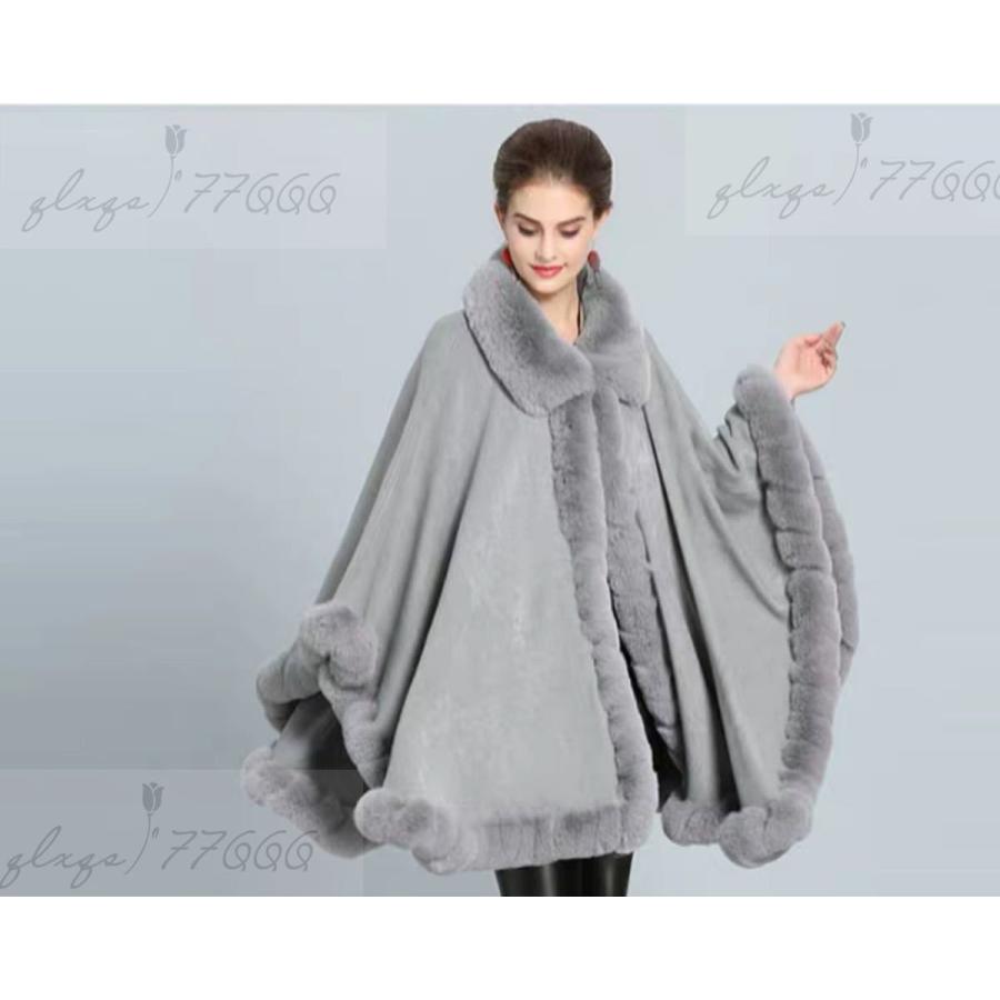A26748 毛皮風ミンクケープ ．ファーショール ファーストール ポンチョ