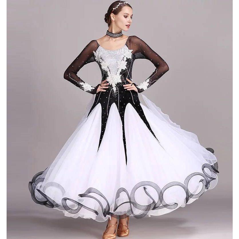 A36078 社交ダンス衣装 モダンダンス ワルツ専用ドレス レッスン着