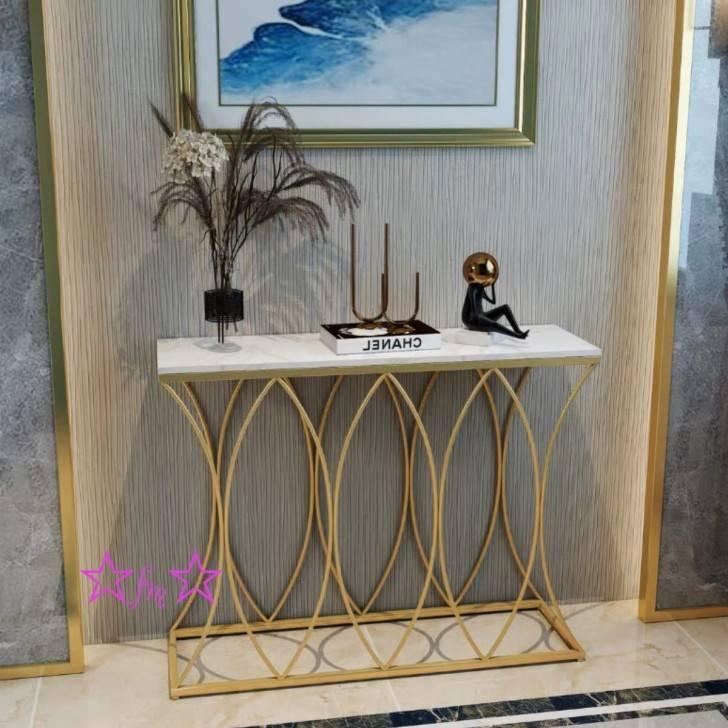 A10091 高級人造大理石サイドテーブル コンソールテーブル ．玄関テーブル 花台 電話台 アンティーク調デザイン 高さ80cm