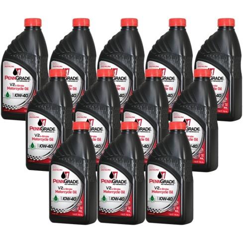 PennGrade V2 オイル　12本セット　10w-40 旧車等に ポイント10倍！ PENNGRADE1 V2 4-Stroke Motorcycle Oil ペングレード1