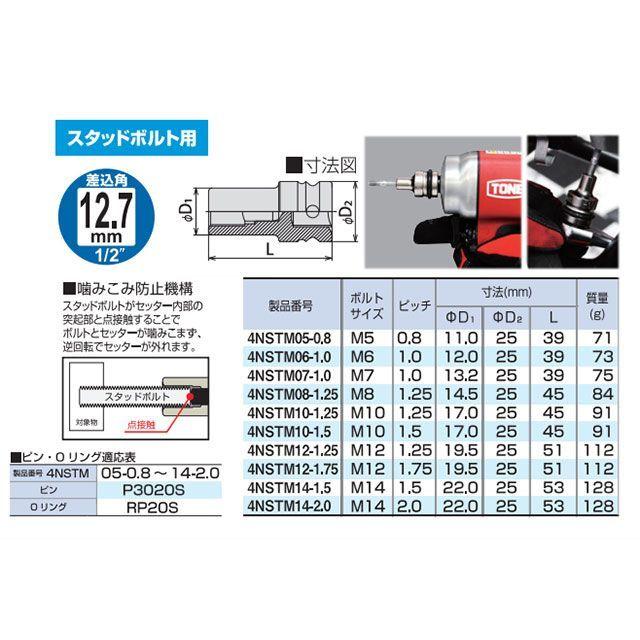 【メーカー直送】トネ インパクト用スタッドボルトセッター 仕様：M10×P1.25 TONE バイク 車 自動車 自転車｜motoride｜04