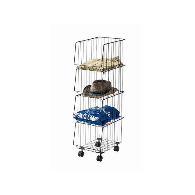 【メーカー直送】東谷 AKB-439BK スタッキングワゴン4D（ブラック） メーカー在庫あり Azumayaの画像