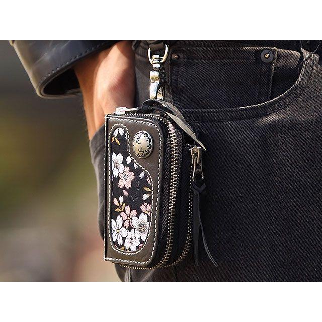 DEGNER デグナー K-25K 花山レザーキーウォレット（京桜/ブラック