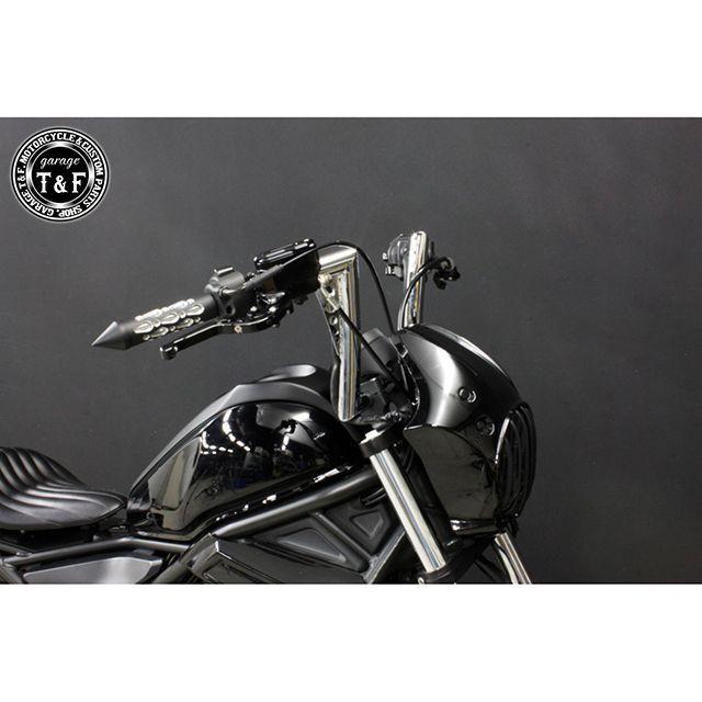 ガレージT\u0026F レブル250 レブル250 2017-2019年 ABS搭載モデル 極太バットマンハンドル 10インチ＆ワイヤーセット（メッキ） T…の画像