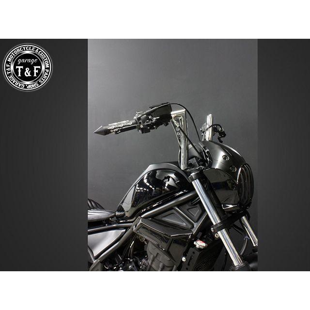 ガレージT\u0026F レブル250 レブル250 2017-2019年 ABS搭載モデル 極太バットマンハンドル 10インチ＆ワイヤーセット（メッキ） T…の画像