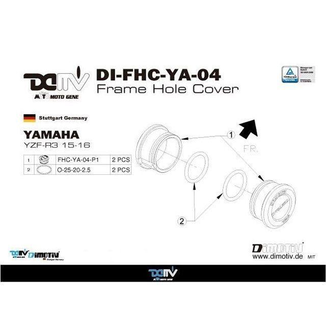 ディモーティブ YZF-R3 フレームホールカバー YZF-R3 カラー レッド Dimotiv_3