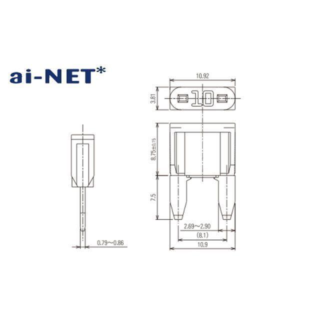 正規品／アイネット 汎用 ミニ平型ヒューズ カラー：10A（レッド） ai-net バイク｜motoride｜03