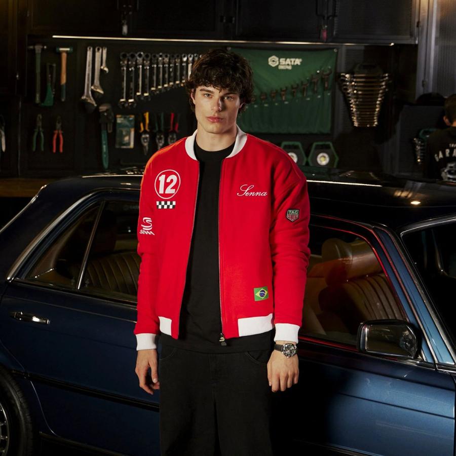 アイルトン・セナ×タグ・ホイヤー バーシティ ジャケット モータースポーツ ウェア AyrtonSenna AS X TAG HEUER Varsity Jacketの画像