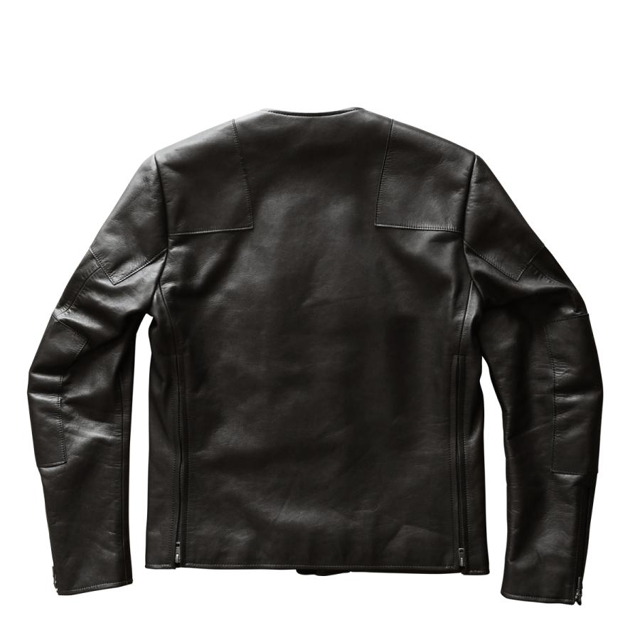 美品 CRUFTER レザージャケット ブラック 日本製 レザージャケット クラフター CR-MJ1 ノーカラー シングル ライダース